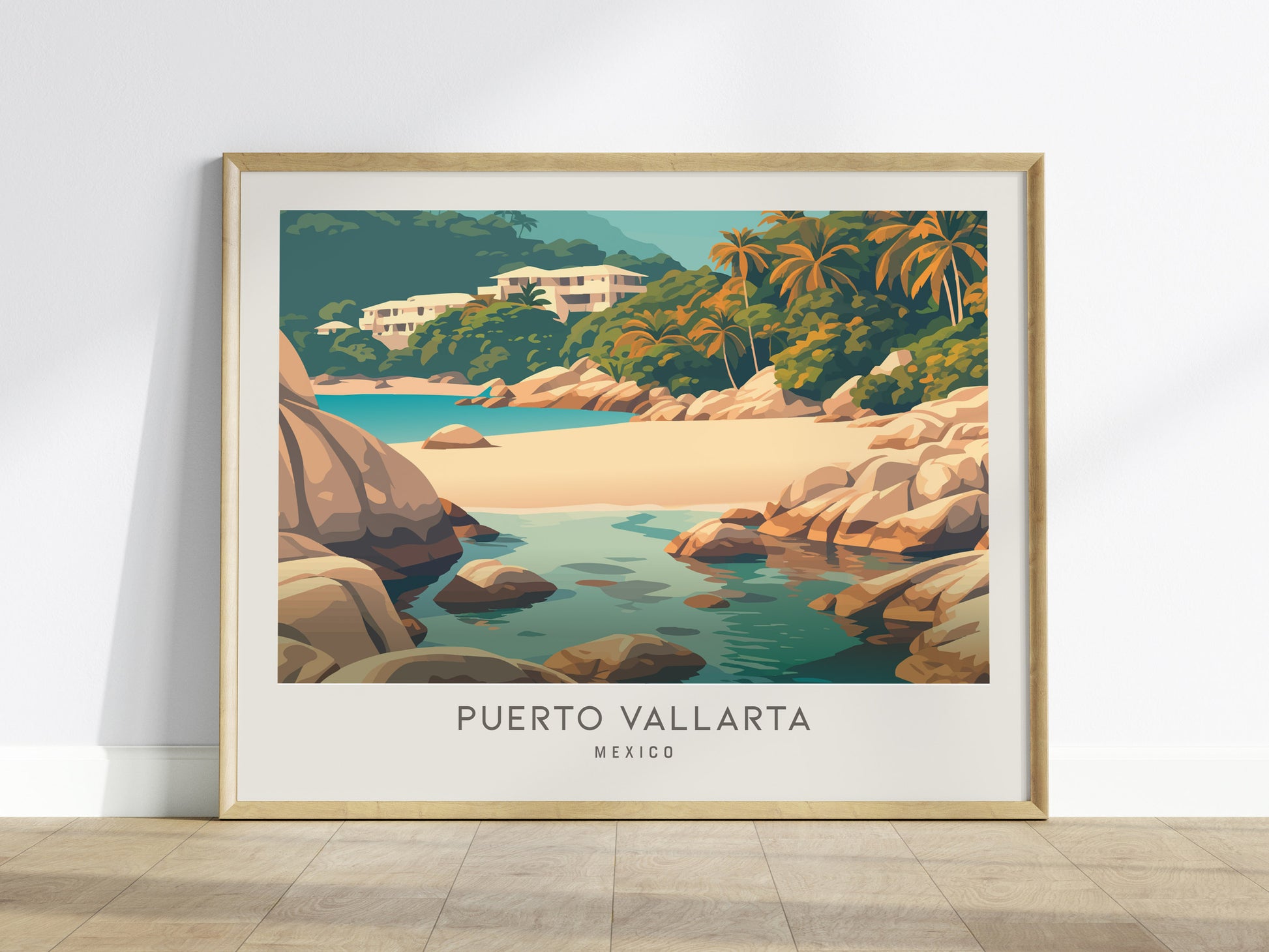 Puerto Vallarta Landscape Matte Border Poster | Travel Wall Art — framed wall art
