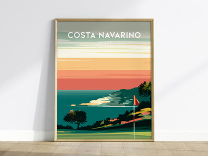 Costa Navarino, Greece Poster | Mediterranean Links Golfer Gift Wall Art — framed wall art