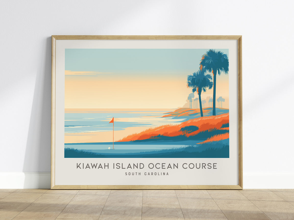 Kiawah Island Ocean Course Landscape Matte Border Poster | South Carolina Golf Course Print & Country Club Decor — framed wal