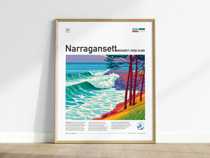 Narragansett, Rhode Island Poster | Surf Wall Art Beach House Decor — framed wall art