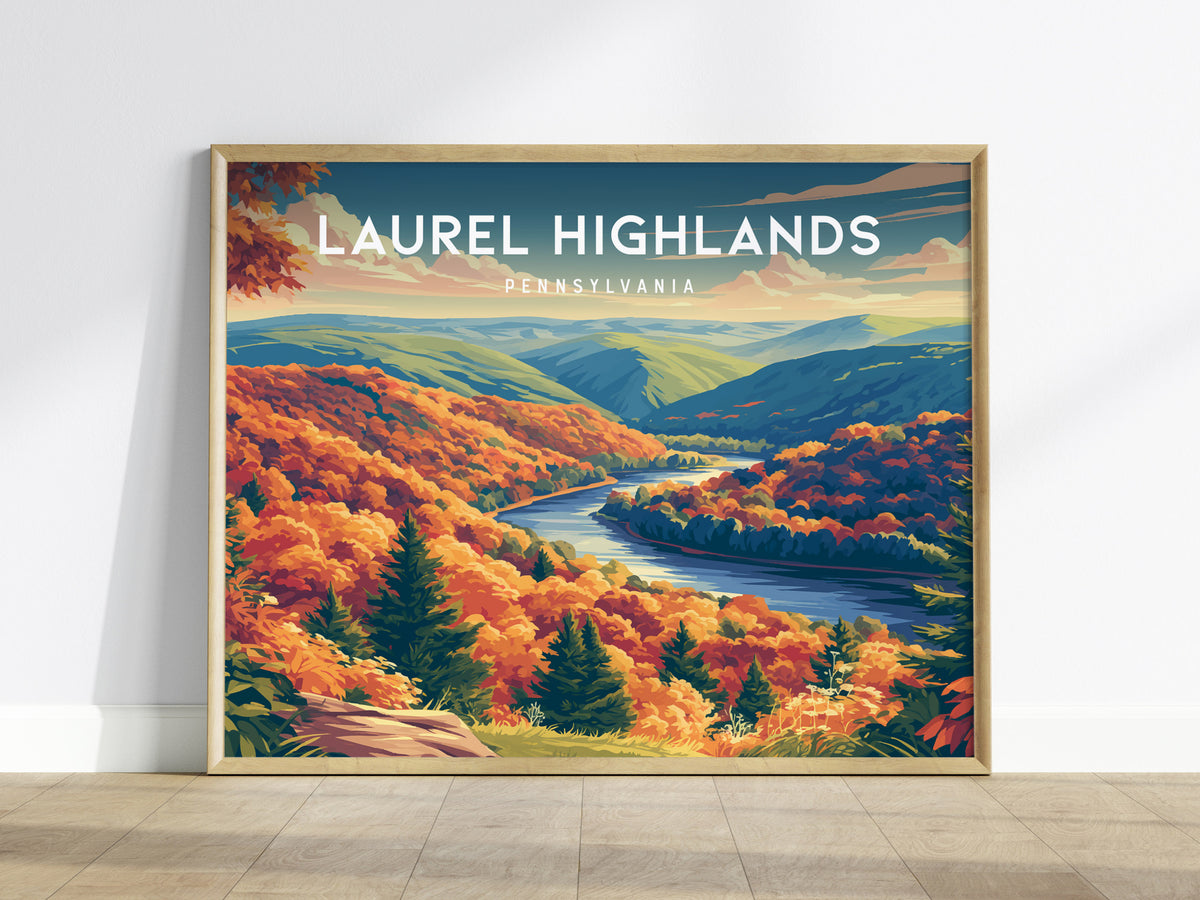Laurel Highlands Landscape Poster | Pennsylvania Travel Gift Mountain Wall Art — framed wall art