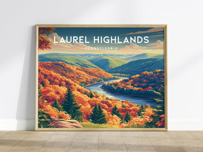 Laurel Highlands Landscape Poster | Pennsylvania Travel Gift Mountain Wall Art — framed wall art