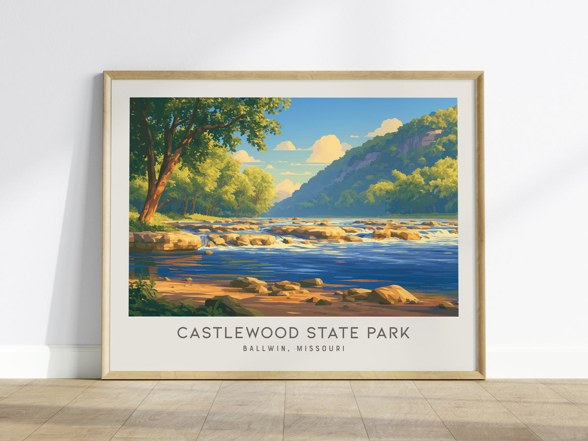 Castlewood State Park Landscape Matte Border Poster | Ballwin, Missouri Framed or Unframed Travel Gift — framed wall art