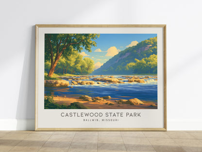 Castlewood State Park Landscape Matte Border Poster | Ballwin, Missouri Framed or Unframed Travel Gift — framed wall art