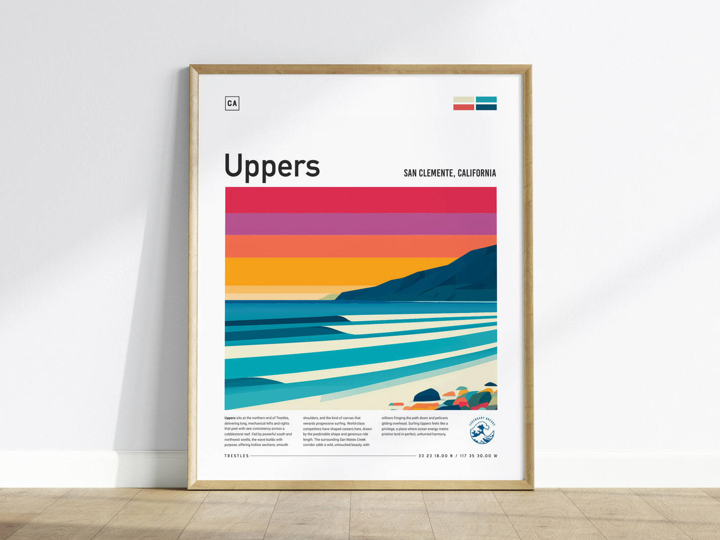 Uppers, Trestles Poster | Golden Hour Barrel Surf Wall Art — framed wall art