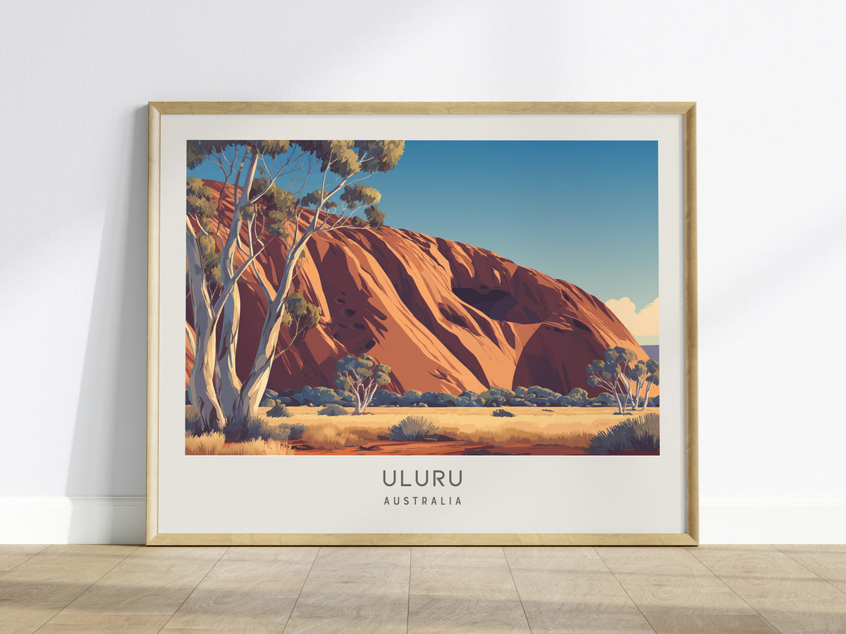 Uluru Landscape Matte Border Poster | Australia Vacation Wall Art — framed wall art