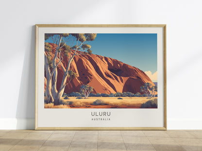 Uluru Landscape Matte Border Poster | Australia Vacation Wall Art — framed wall art