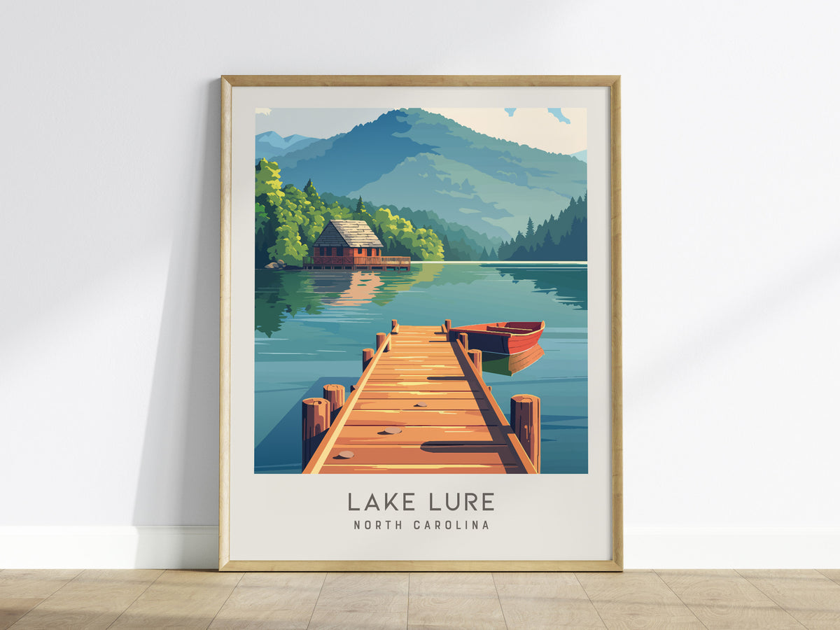 Lake Lure Matte Border Poster | North Carolina Vacation Wall Art — framed wall art