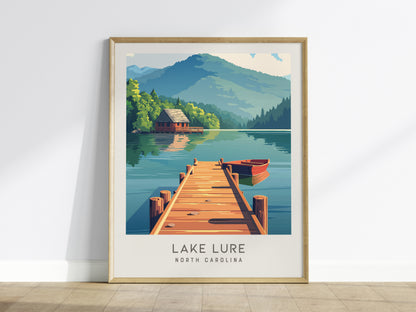 Lake Lure Matte Border Poster | North Carolina Vacation Wall Art — framed wall art