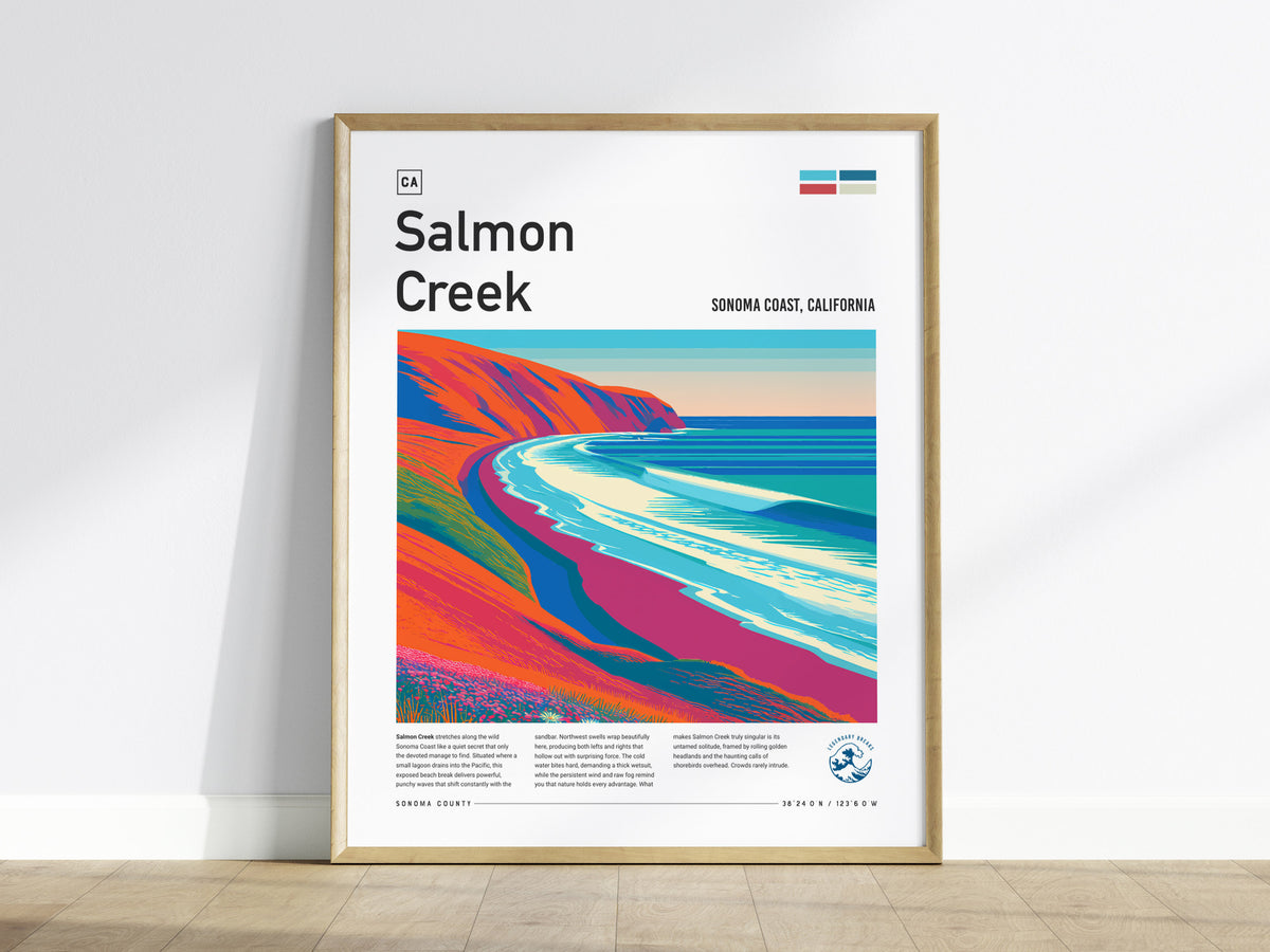 Salmon Creek, Sonoma Coast, California Poster | Surf Wall Art & Wave Print — framed wall art