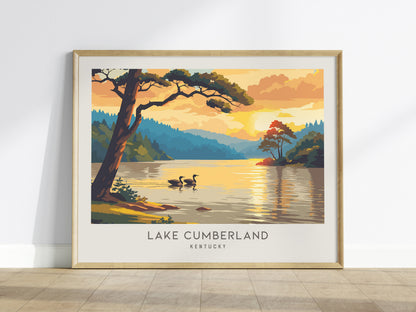 Lake Cumberland Landscape Matte Border Poster | Kentucky Travel Wall Art — framed wall art