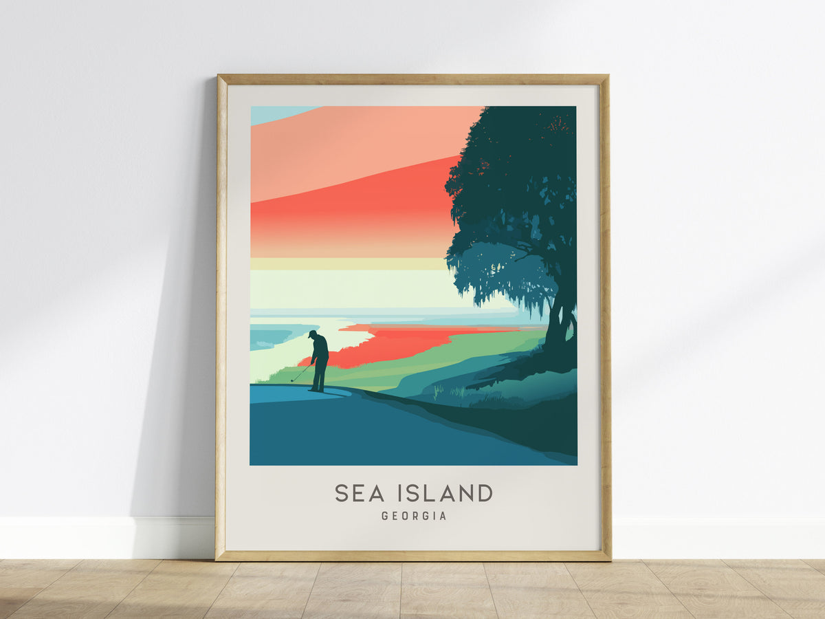 Sea Island Matte Border Poster | Georgia Golf Course Print & Country Club Decor — framed wall art