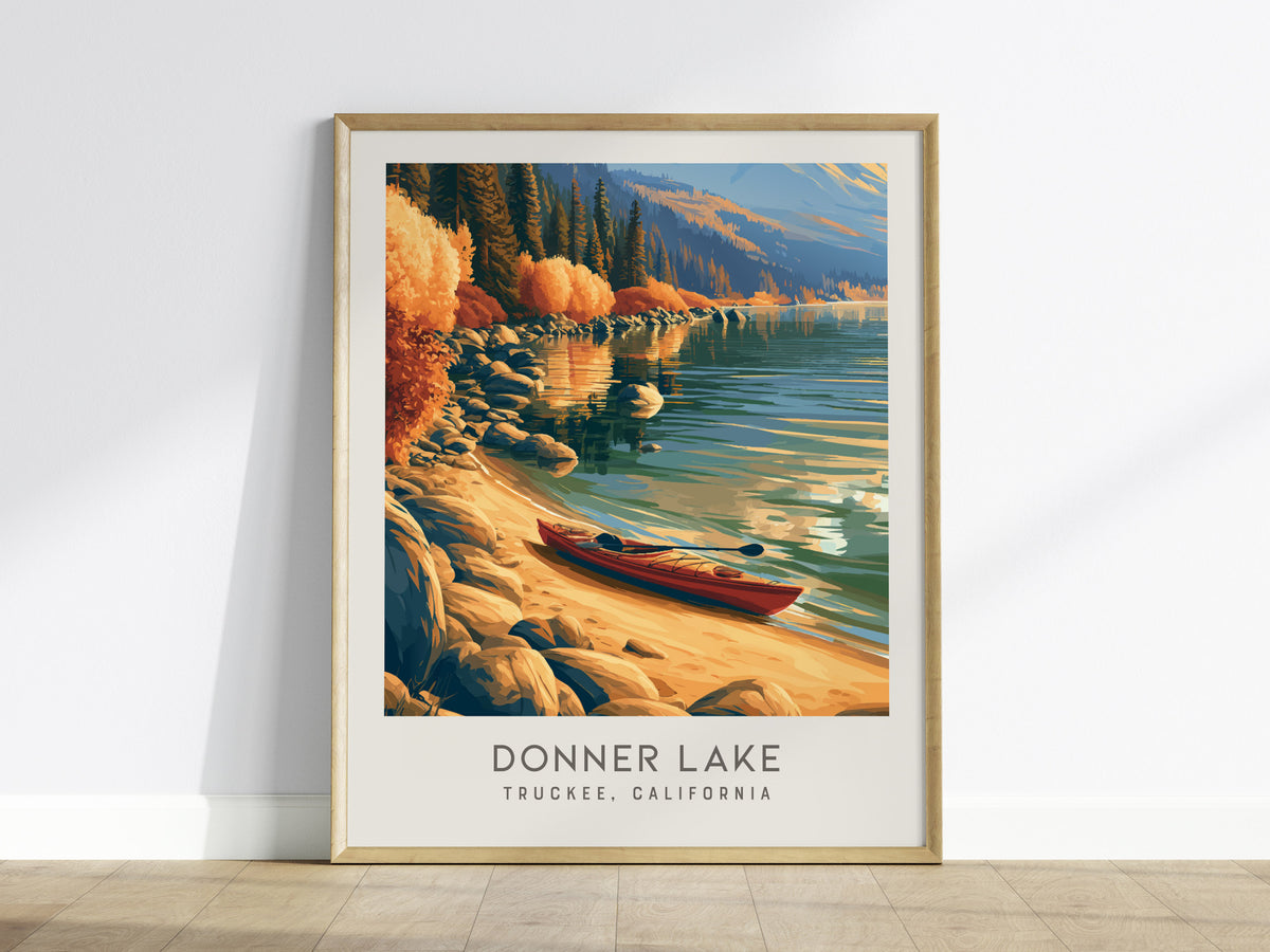 Donner Lake Matte Border Poster | Truckee, California Destination Print — framed wall art