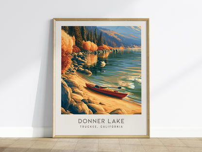 Donner Lake Matte Border Poster | Truckee, California Destination Print — framed wall art