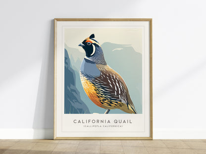 California Quail Poster | Golden State Bird Illustration Wall Art — framed wall art