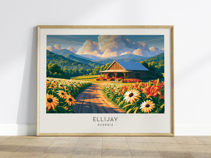 Ellijay Landscape Matte Border Poster | Georgia Destination Print Travel Wall Art — framed wall art