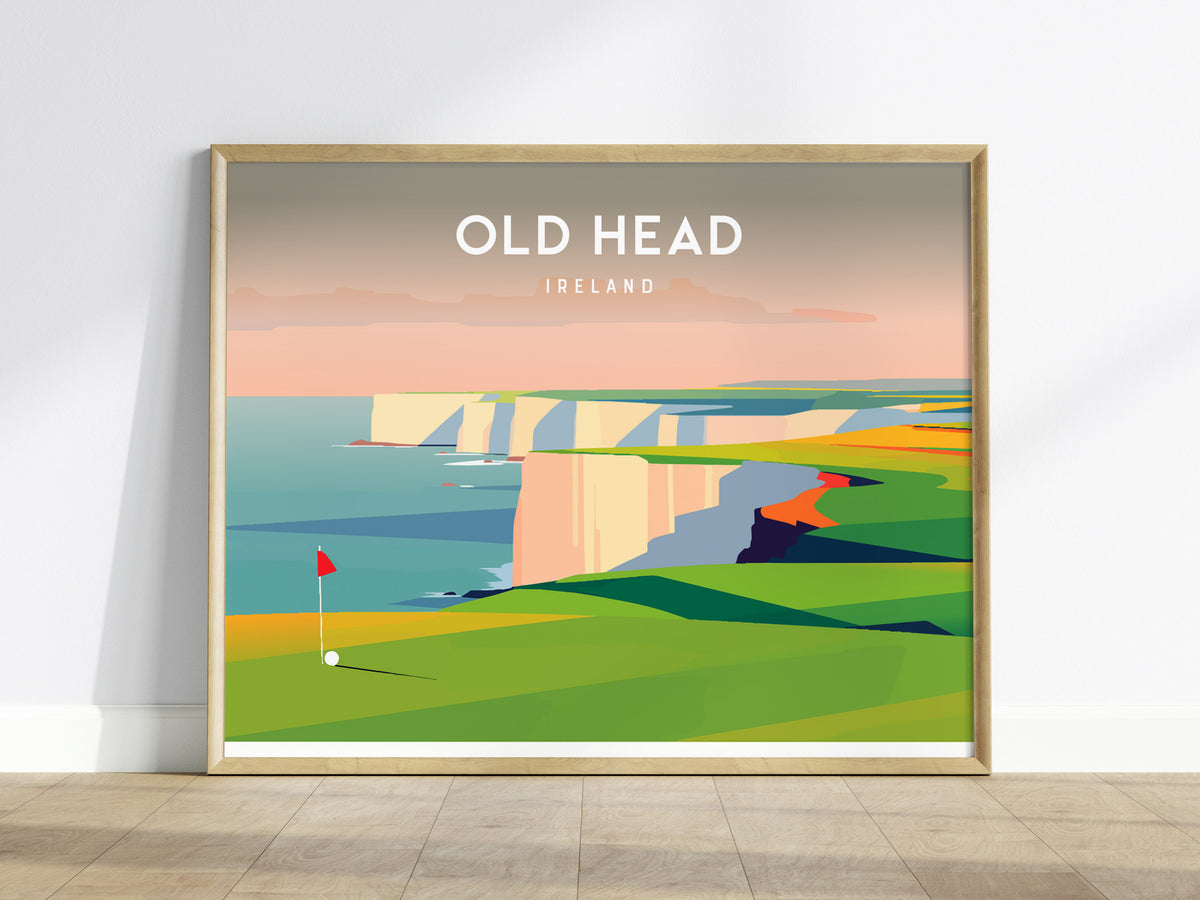 Old Head Landscape Poster | Ireland Links Poster & Framed or Unframed Golf Wall Art — framed wall art