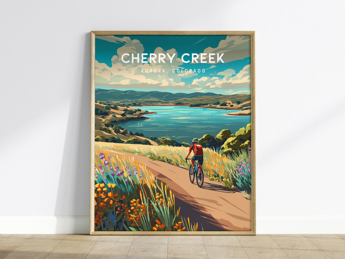 Cherry Creek, Aurora, Colorado Poster | Lakeside Retreat Framed or Unframed Wall Art — framed wall art