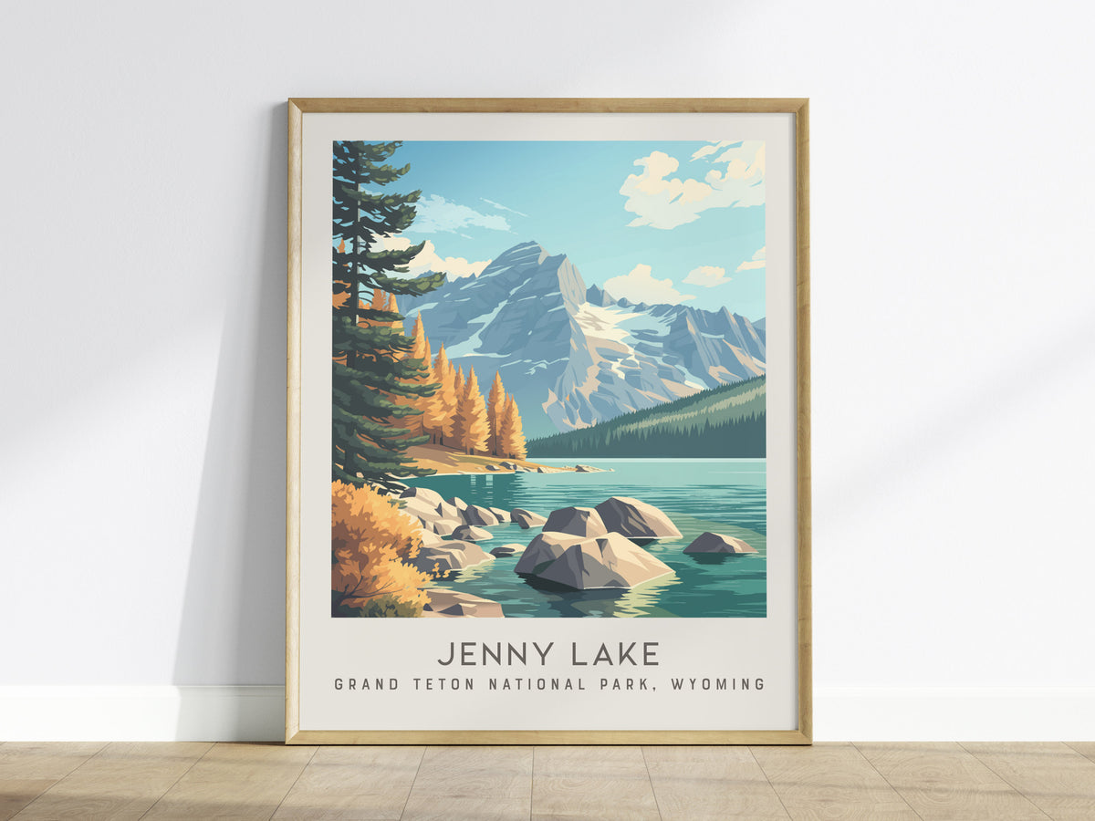 Jenny Lake Matte Border Poster | Grand Teton National Park, Wyoming Travel Wall Art — framed wall art