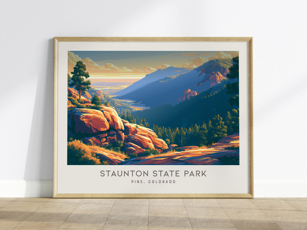 Staunton State Park Landscape Matte Border Poster | Pine, Colorado Travel Wall Art — framed wall art