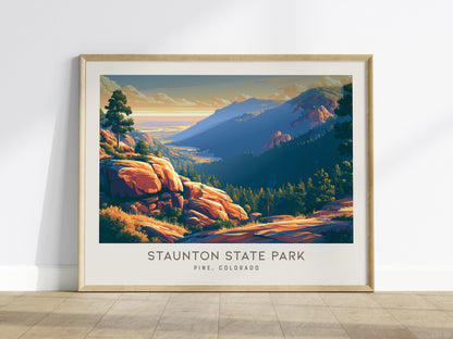 Staunton State Park Landscape Matte Border Poster | Pine, Colorado Travel Wall Art — framed wall art