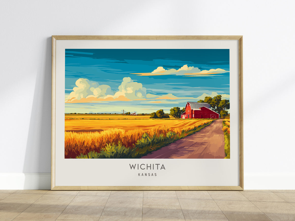 Wichita Landscape Matte Border Poster | Kansas Travel Wall Art — framed wall art