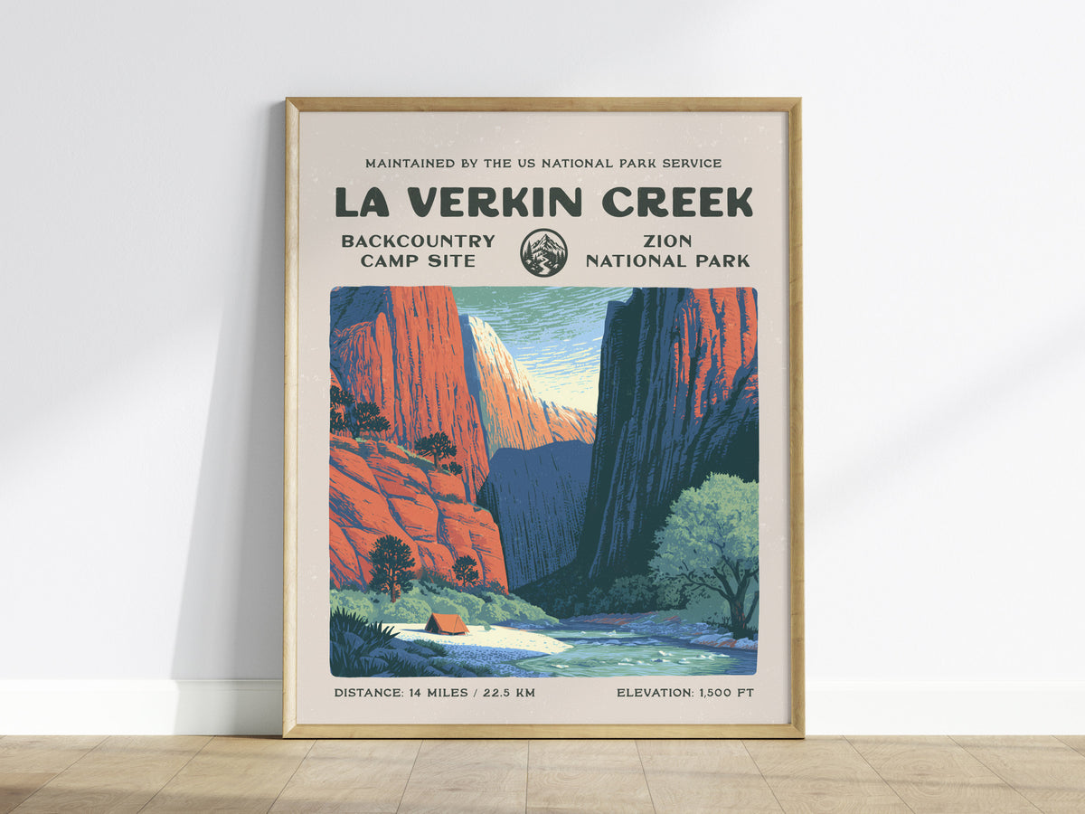 La Verkin Creek, Zion National Park Poster | Hiker Gift | Backcountry Trail Wall Art — framed wall art