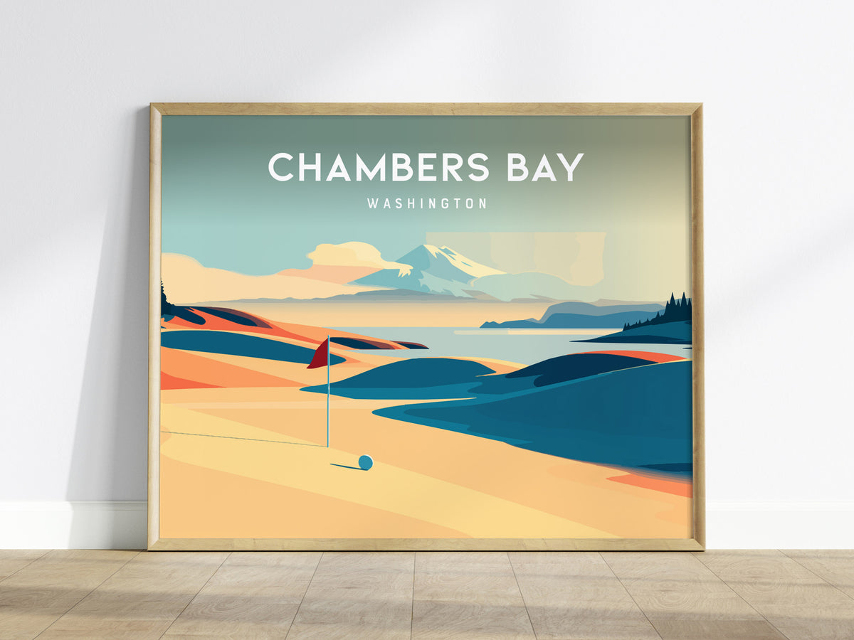 Chambers Bay, Washington Landscape Poster | Golf Wall Art & Framed or Unframed Wall Art — framed wall art
