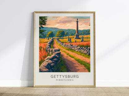 Gettysburg Matte Border Poster | Pennsylvania Destination Print Travel Wall Art — framed wall art