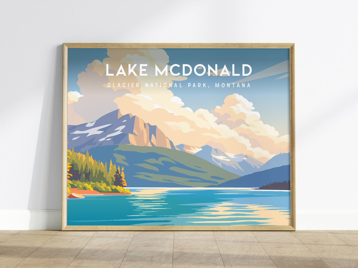 Lake McDonald Landscape Poster | Glacier National Park, Montana Framed or Unframed Wall Art — framed wall art
