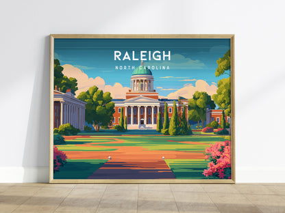 Raleigh Landscape Poster | North Carolina Oak City Framed or Unframed Wall Art — framed wall art