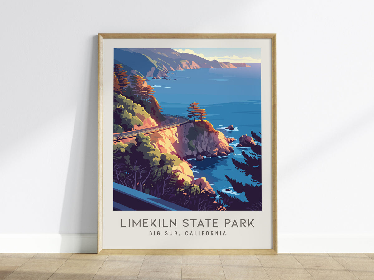 Limekiln State Park Matte Border Poster | Big Sur, California Travel Wall Art — framed wall art