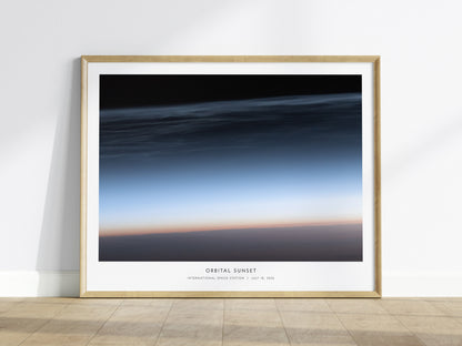Orbital Sunset Landscape Poster | NASA International Space Station Space Photography Wall Art — framed wall art