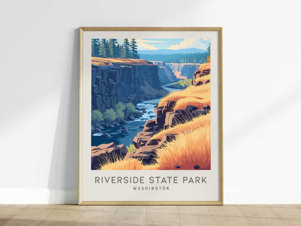 Riverside State Park Matte Border Poster | Washington Travel Wall Art — framed wall art
