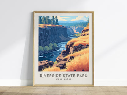 Riverside State Park Matte Border Poster | Washington Travel Wall Art — framed wall art
