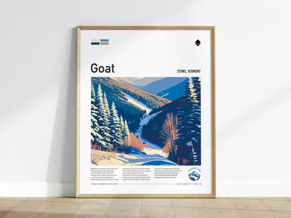 Goat, Stowe Poster | Mountain Goat Ski Trail Wall Art — framed wall art