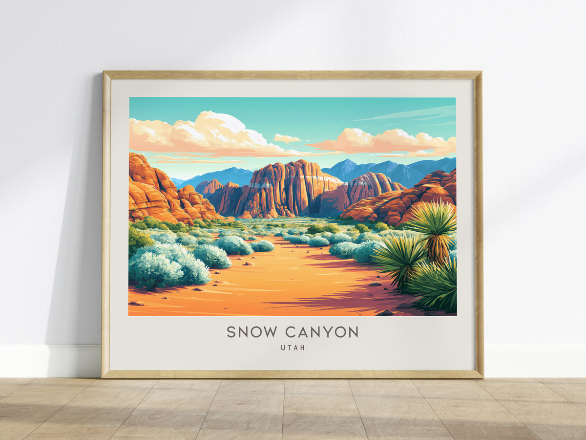 Snow Canyon Landscape Matte Border Poster | Utah Vacation Wall Art — framed wall art