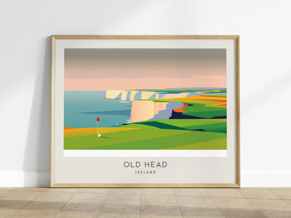 Old Head Landscape Matte Border Poster | Ireland Country Club Decor & Golf Wall Art — framed wall art