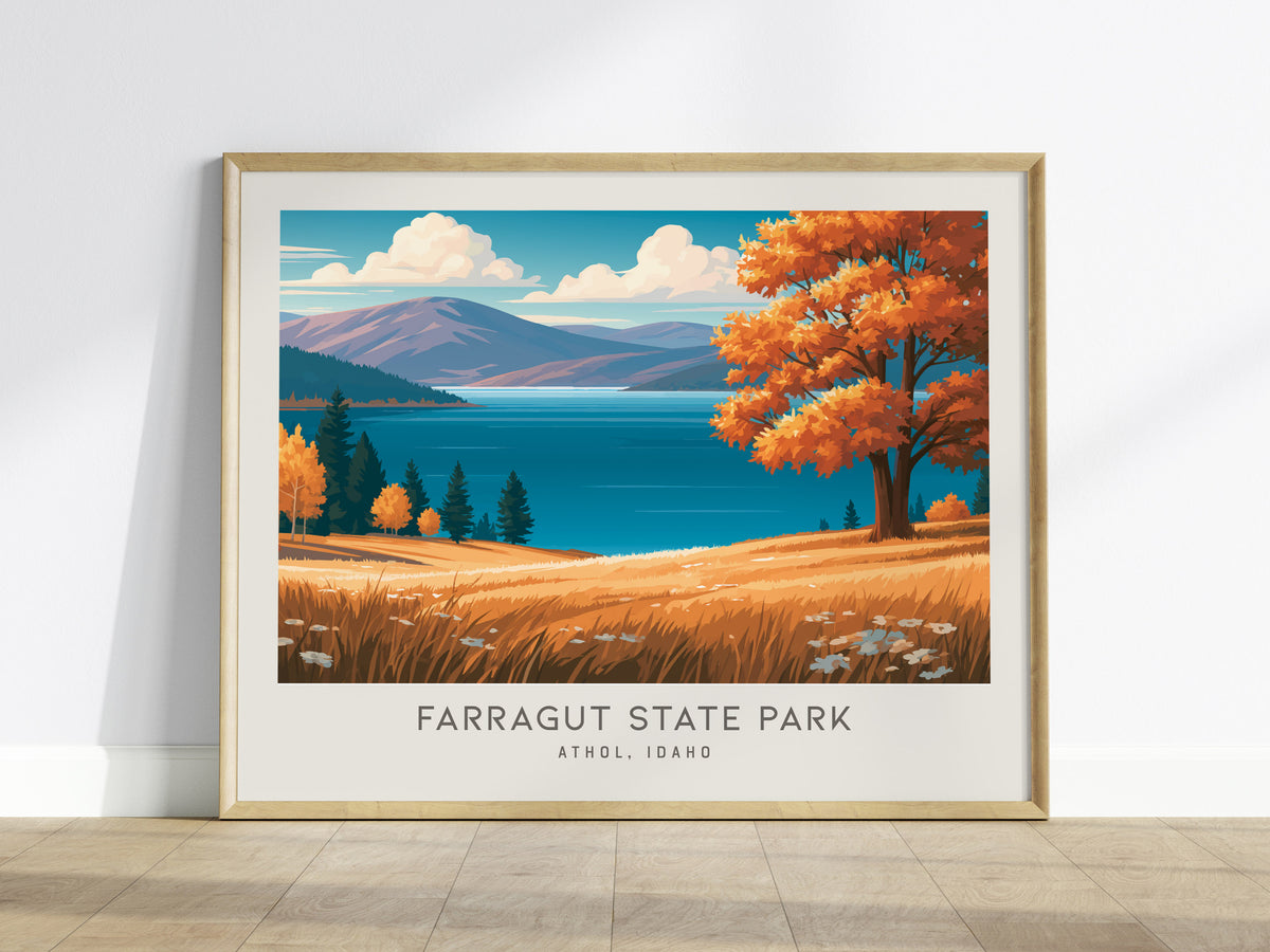Farragut State Park Landscape Matte Border Poster | Athol, Idaho Vacation Wall Art — framed wall art