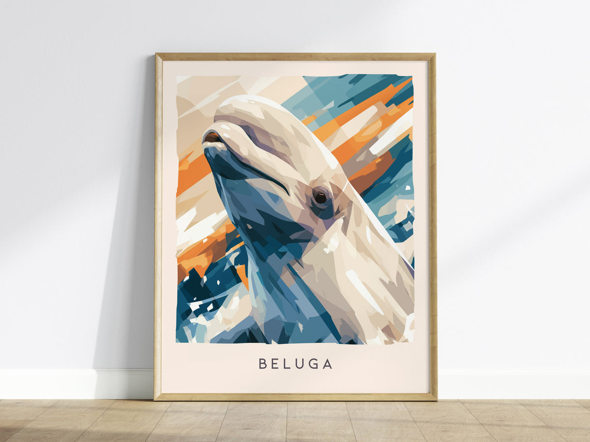 Beluga, Delphinapterus leucas Poster | Arctic Ocean Wildlife Wall Art — framed wall art