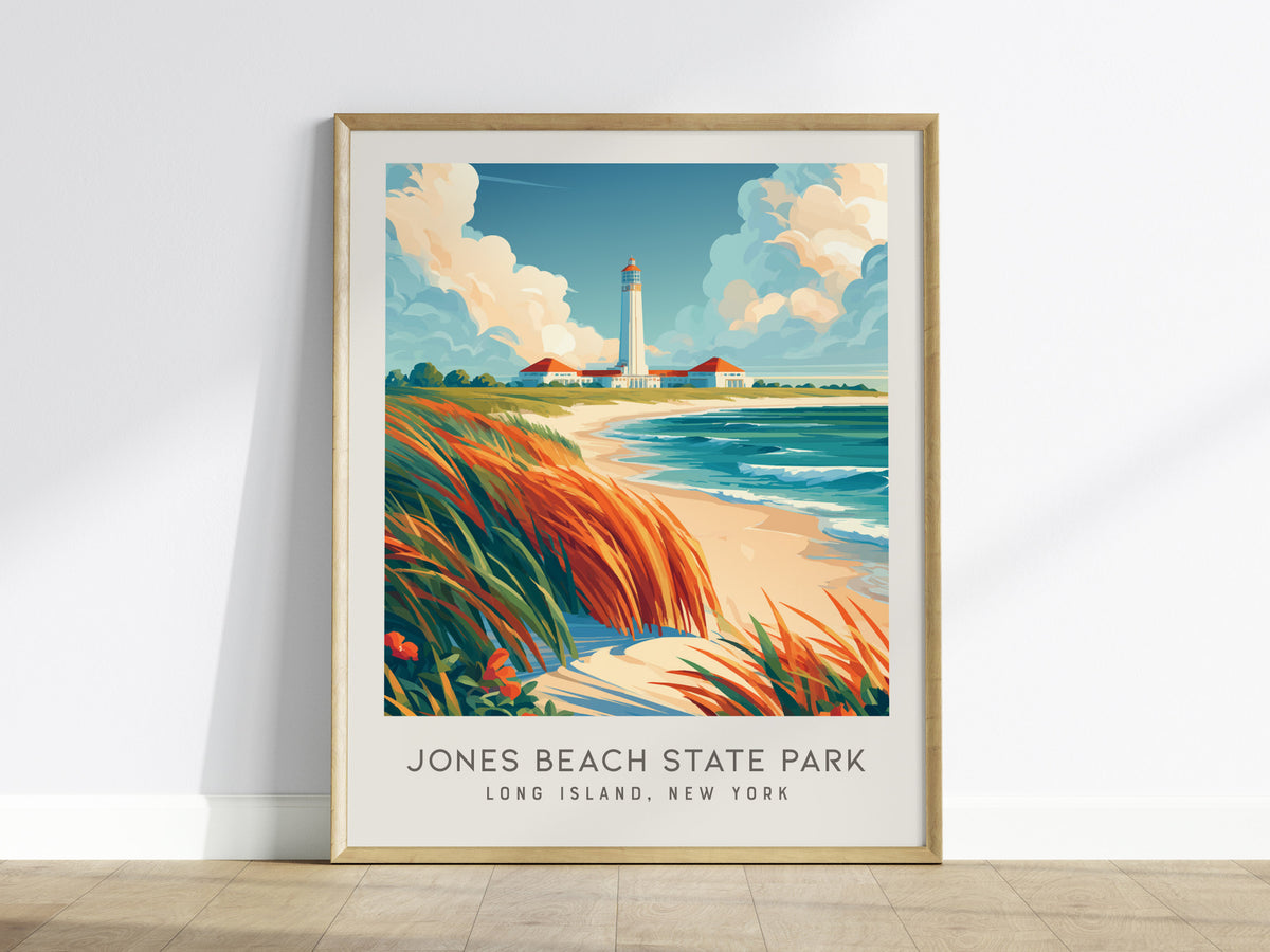 Jones Beach State Park Matte Border Poster | Long Island, New York Coastal Beach Decor — framed wall art