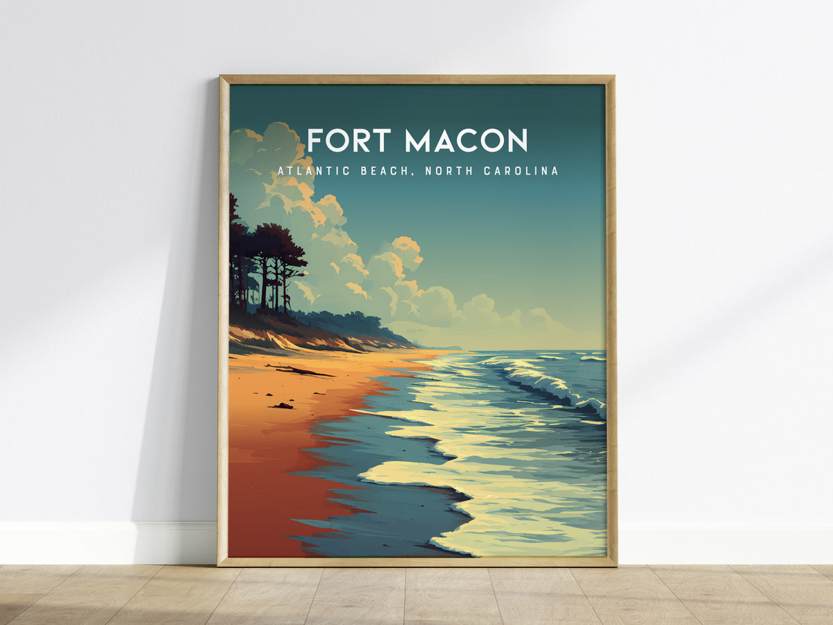 Fort Macon, Atlantic Beach, North Carolina Poster | Beach House Decor Wall Art — framed wall art