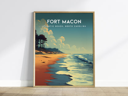 Fort Macon, Atlantic Beach, North Carolina Poster | Beach House Decor Wall Art — framed wall art