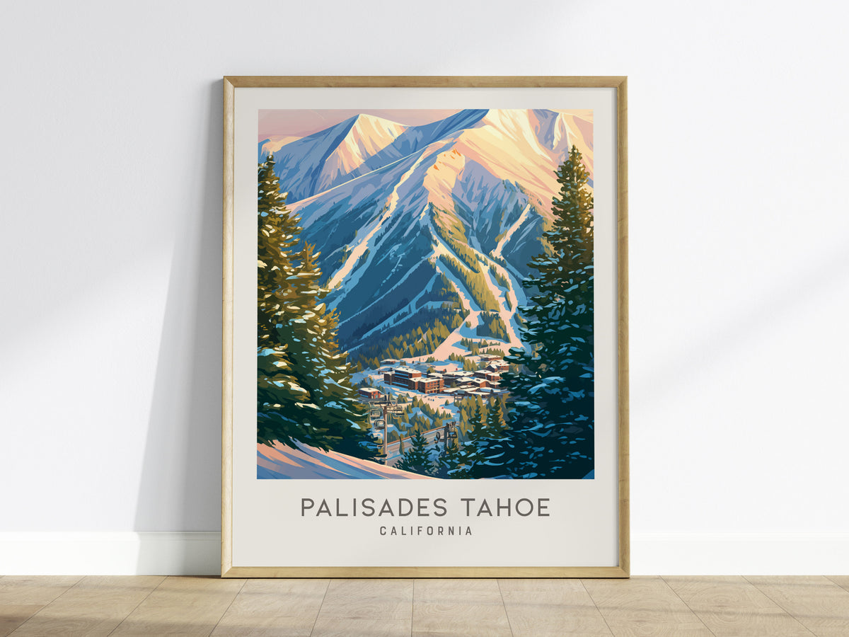 Palisades Tahoe Matte Border Poster | California Destination Print Travel Wall Art — framed wall art