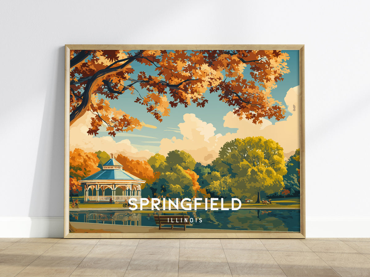 Springfield, Illinois Landscape Poster | Historic Route 66 Prairie Framed or Unframed Wall Art — framed wall art
