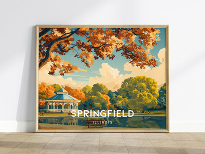 Springfield, Illinois Landscape Poster | Historic Route 66 Prairie Framed or Unframed Wall Art — framed wall art