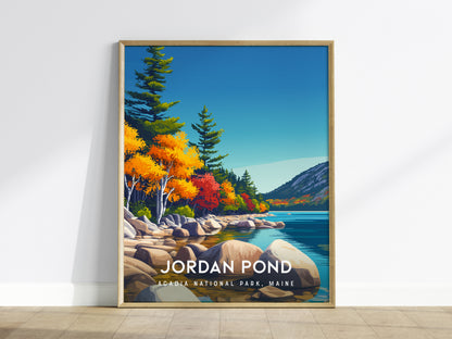 Jordan Pond, Acadia National Park, Maine Poster | Coastal Beach Decor Wall Art — framed wall art