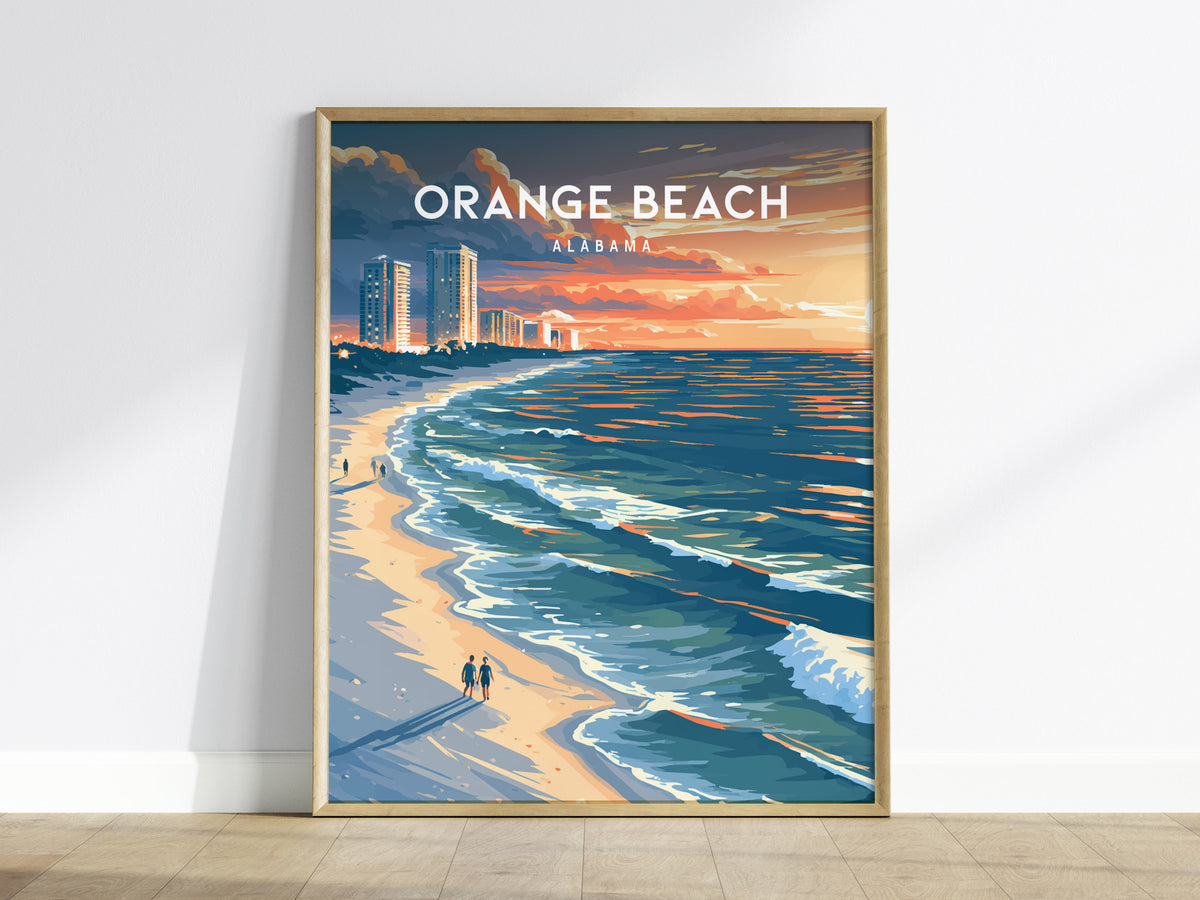Orange Beach, Alabama Poster | Sugar-White Sands & Sunset Wall Art — framed wall art