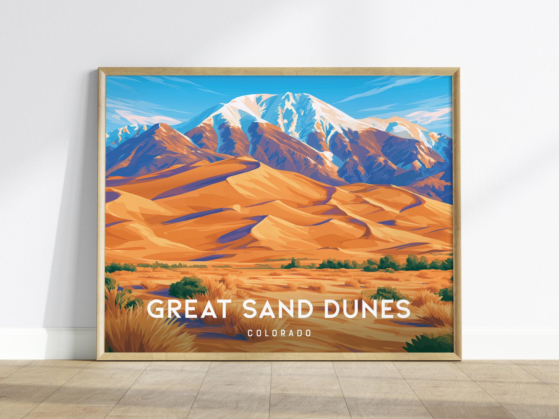 Great Sand Dunes, Colorado Landscape Poster | Sweeping Sands Destination Print Wall Art — framed wall art