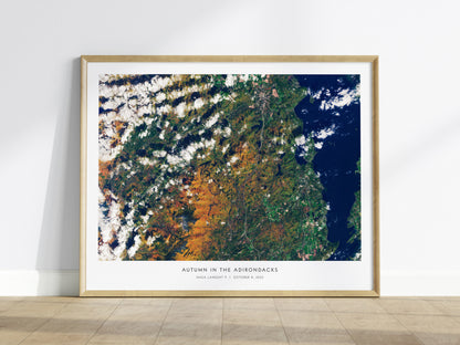 Autumn In the Adirondacks Landscape Poster | NASA Landsat 9 Astronomy Print Space Photography Wall Art — framed wall art